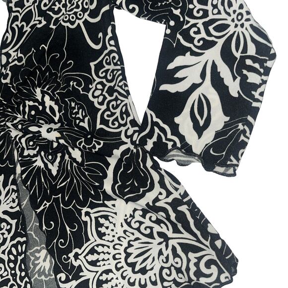 Perfect 90s Sz M Going Out Midriff 3/4 Sleeve Top Blouse Floral Y2K B5 - Picture 6 of 10